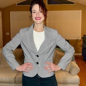 Jones Studio Black and White Striped Cotton Jacket Size 6